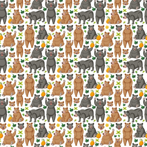 Free vector cute animals cartoon seamless background