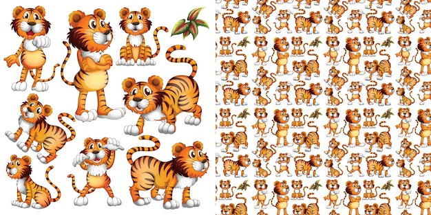 Cute animals cartoon seamless background