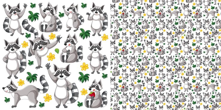 Free Vector cute animals cartoon seamless background
