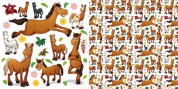 Free vector cute animals cartoon seamless background
