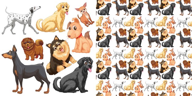 Cute animals cartoon seamless background