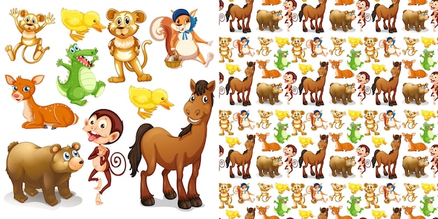 Cute animals cartoon set on white background