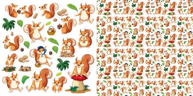 Cute animals cartoon set on white background