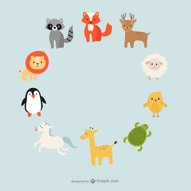 Free vector cute animals circle