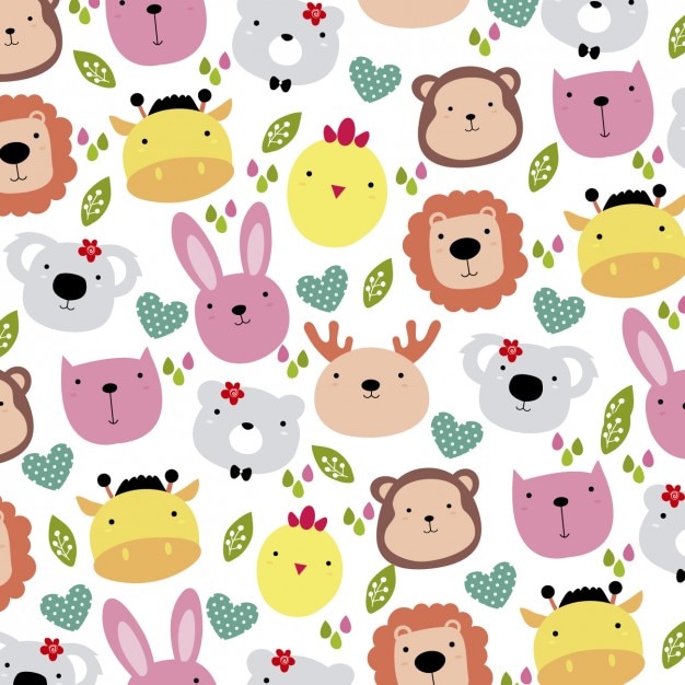 Free vector cute animals head background