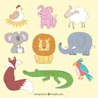 Free vector cute animals in illustration style