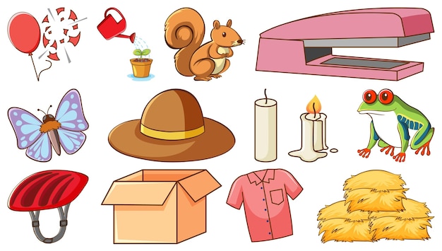 Free vector cute animals and other objects