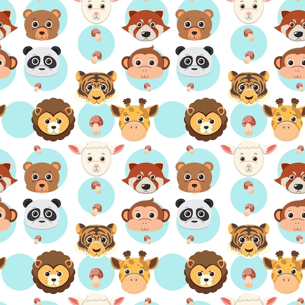 Cute animals seamless pattern