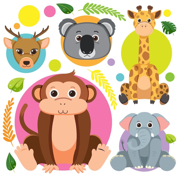 Cute animals seamless pattern