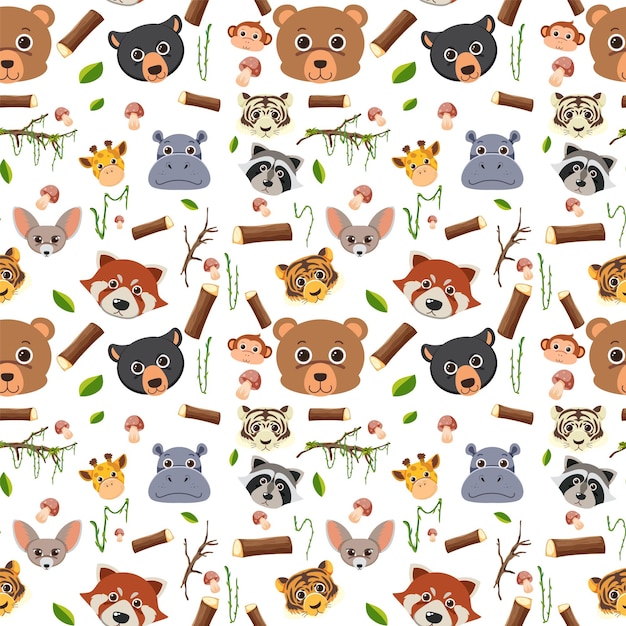 Free vector cute animals seamless pattern