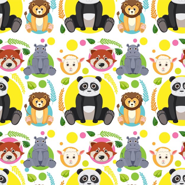 Free vector cute animals seamless pattern