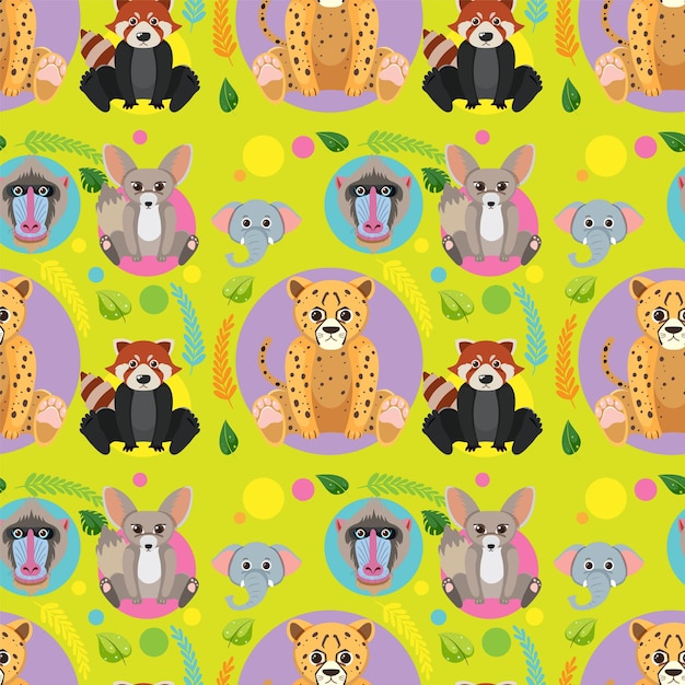 Cute animals seamless pattern