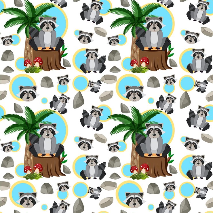 Free Vector cute animals seamless pattern