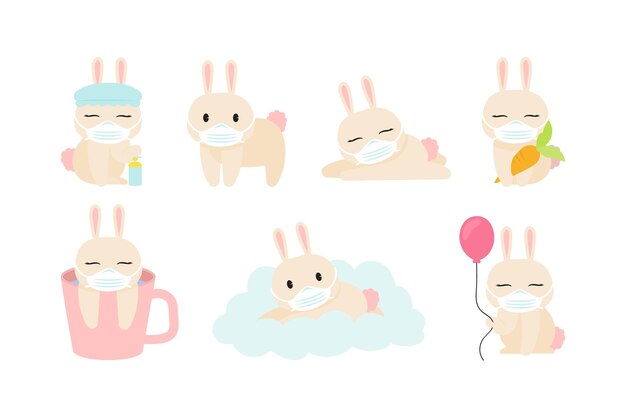 フェイスマスクをしたかわいい動物たち