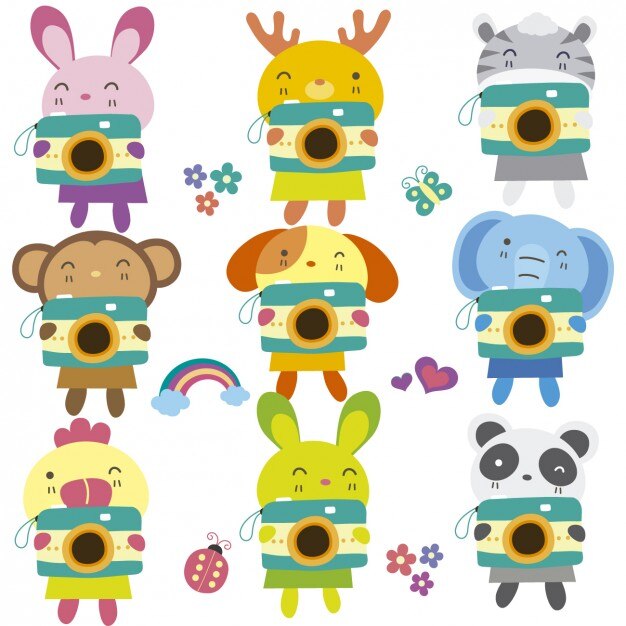 無料Vector カメラでかわいい動物