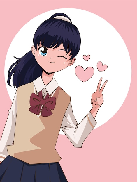 Бесплатное векторное изображение Милая аниме девушка