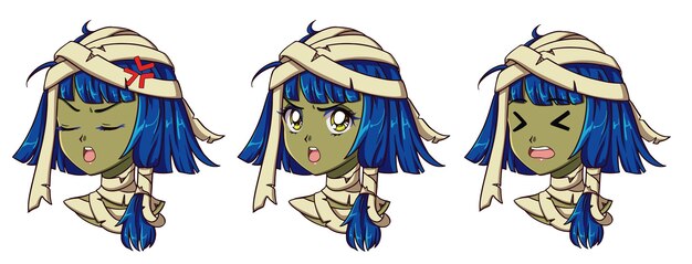 かわいいハロウィンミイライラストセット プレミアムベクター かわいいハロウィンミイライラストセット プレミアムベクター