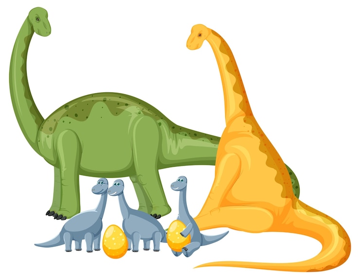 Free Vector cute apatosaurus dinosaur and baby cartoon character