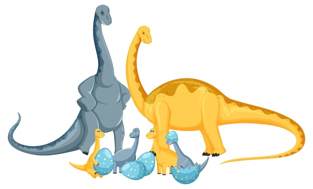 Симпатичный динозавр-апатозавр и детский мультипликационный персонаж
