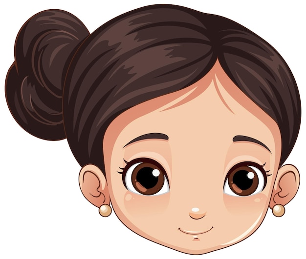 Cute Asian girl head cartoon