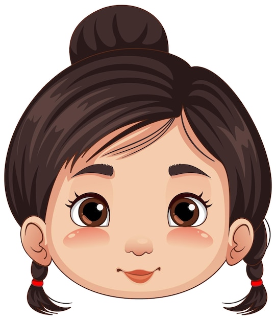 Free vector cute asian girl head cartoon