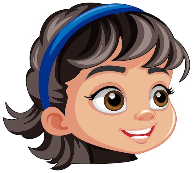 Free vector cute asian girl head cartoon