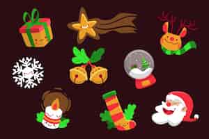 Free vector cute assortment of christmas elements hand drawn