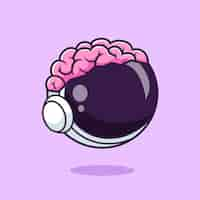 Free vector cute astronaut brain cartoon vector icon illustration science technology isolated flat vector