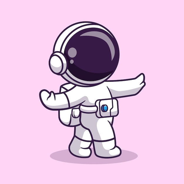 귀여운 우주 비행사 공간 만화 벡터 아이콘 일러스트 절연 과학 기술 아이콘에서 춤