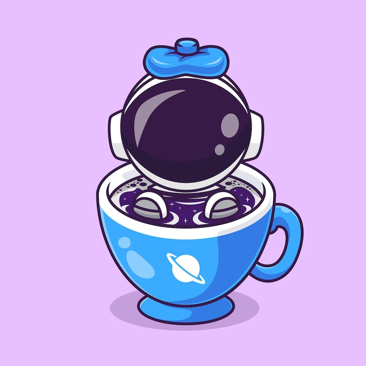 Free Vector cute astronaut fever in coffee space cartoon vector icon illustration science drink icon isolated