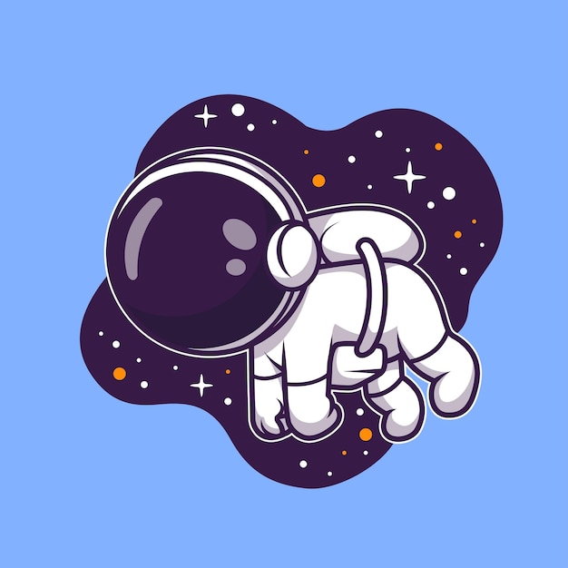 Cute Astronaut Floating And Sleeping In Space Cartoon Vector Icon Illustration Science Technology