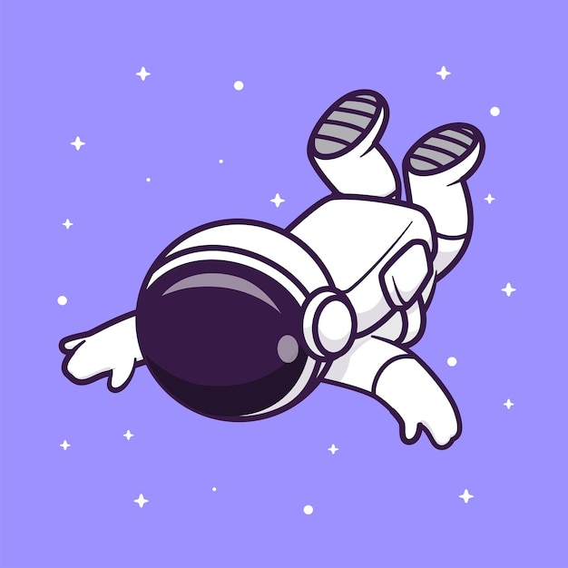 Free vector cute astronaut floating in space cartoon vector icon illustration science technology icon isolated
