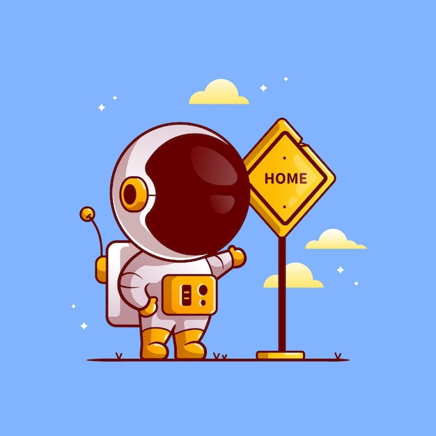 Free Vector cute astronaut go home cartoon illustration