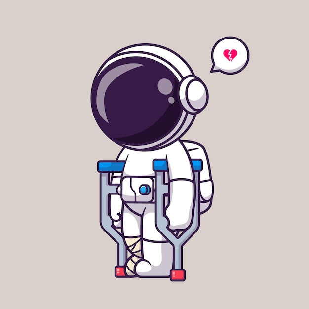 Free vector cute astronaut injured leg cartoon vector icon illustration. science medical icon concept isolated