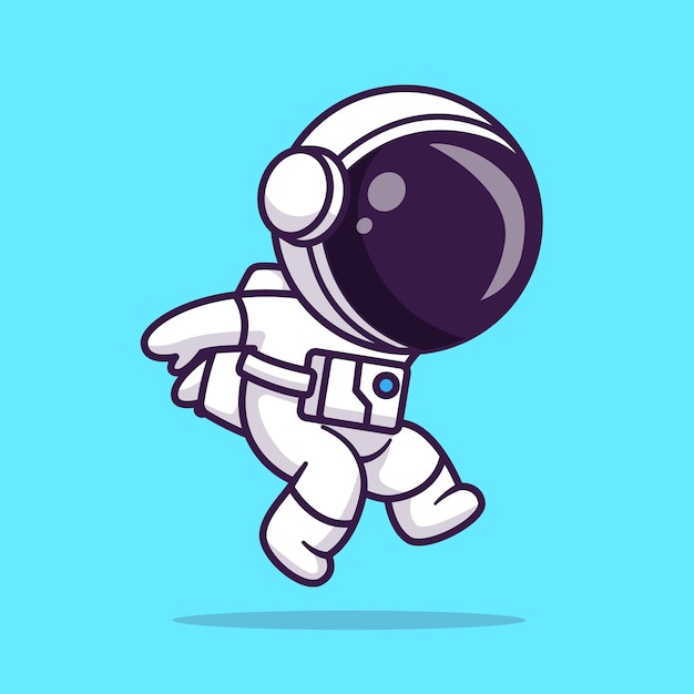 귀여운 우주 비행사 점프 만화 벡터 아이콘 일러스트 과학 기술 아이콘 개념 절연