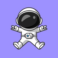 Cute astronaut jumping with metal hands cartoon vector icon illustration. science technology icon concept isolated premium vector. flat cartoon style