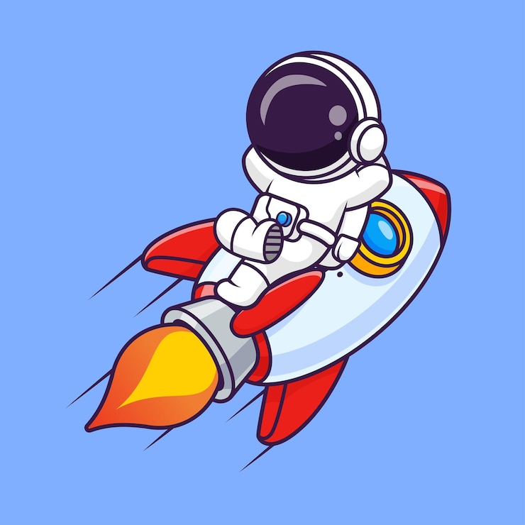 Free Vector cute astronaut lay on rocket cartoon vector icon illustration science technology icon isolated flat