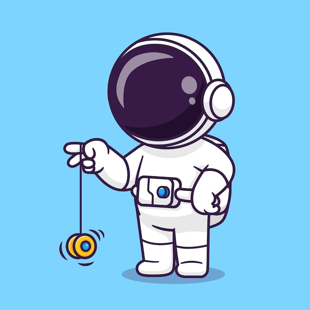 Cute astronaut playing yoyo cartoon vector icon illustration science sport icon concept isolated