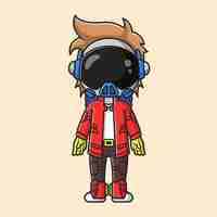 Free vector cute astronaut punk cartoon vector icon illustration. technology fashion icon concept isolated premium vector. flat cartoon style