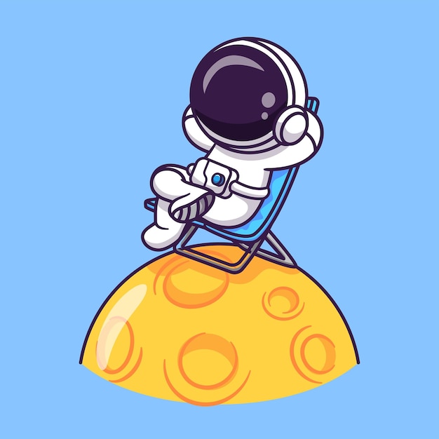 Vector Templates: Cute astronaut relaxing on moon cartoon illustration