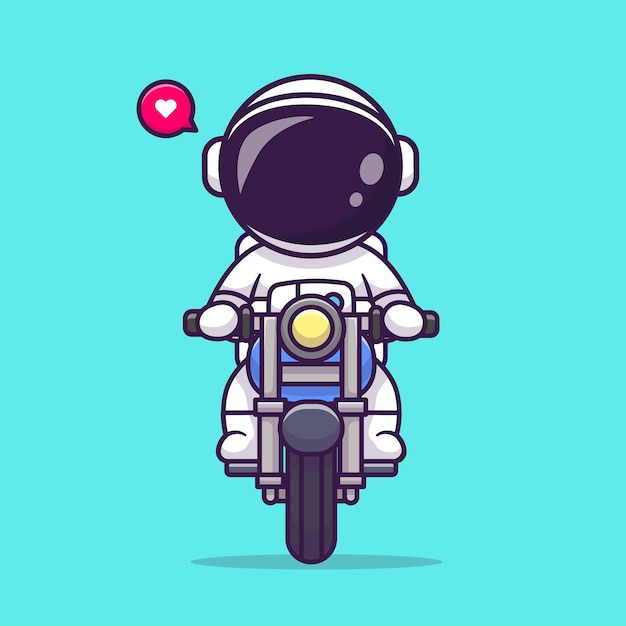 Free vector cute astronaut riding motorcycle cartoon vector icon illustration. science transportation isolated