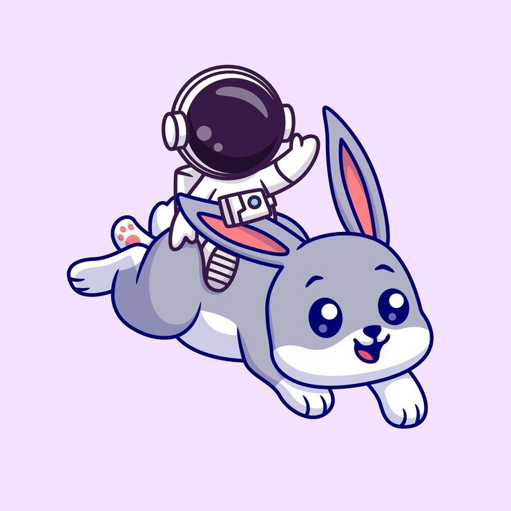 Free Vector cute astronaut riding rabbit cartoon vector icon illustration science animal isolated flat vector