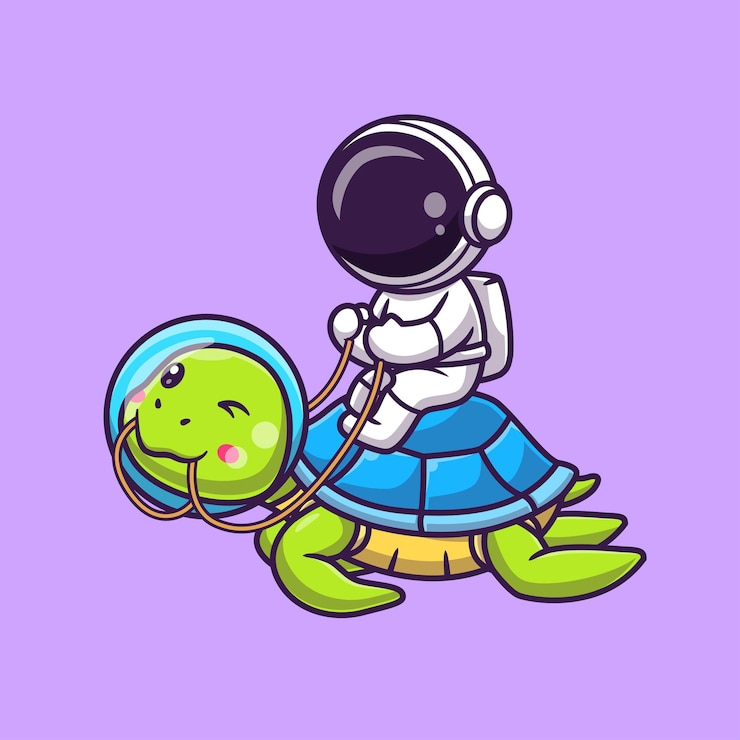Free Vector cute astronaut riding turtle cartoon vector icon illustration science animal icon isolated flat