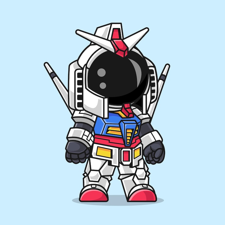 Free Vector cute astronaut robot warrior cartoon vector icon illustration science technology isolated flat