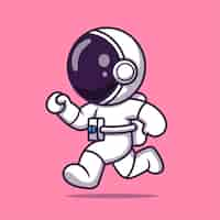 Vettore gratuito simpatico astronauta che corre cartoon vector icon illustration concetto di icona della tecnologia scientifica isolato