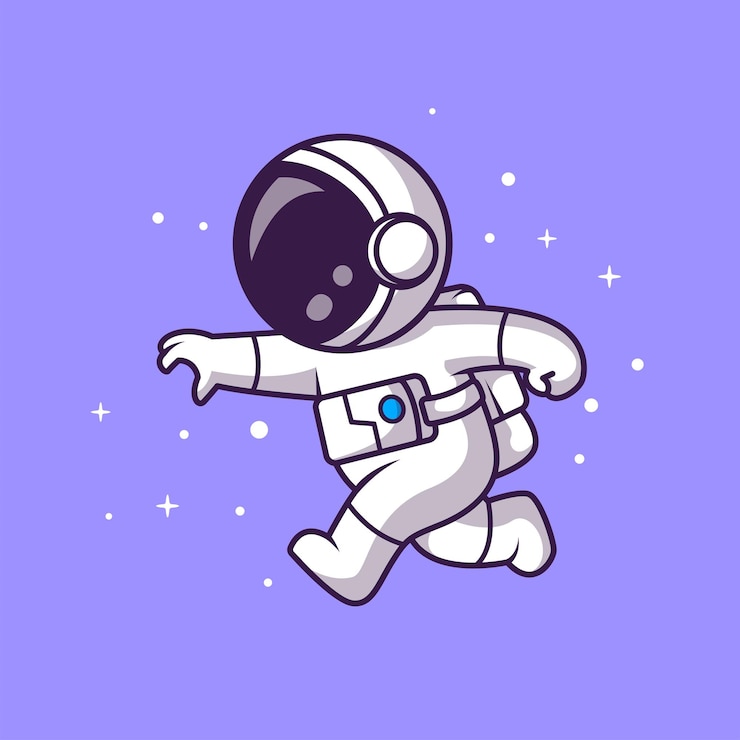 Free Vector cute astronaut running in space cartoon vector icon illustration. science technology isolated flat