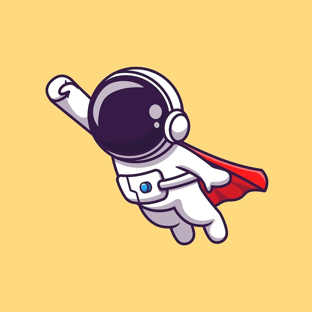 Simpatico astronauta super flying cartoon illustration