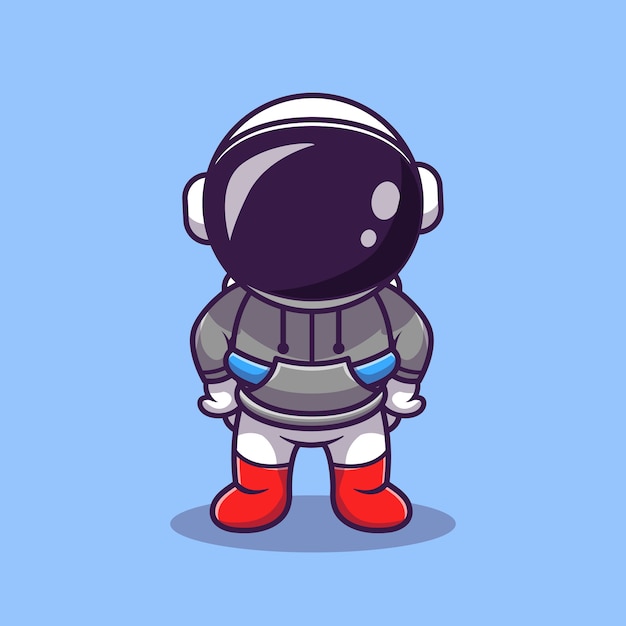 Cute astronaut wearing hoodie cartoon vector icon illustration. science technology icon