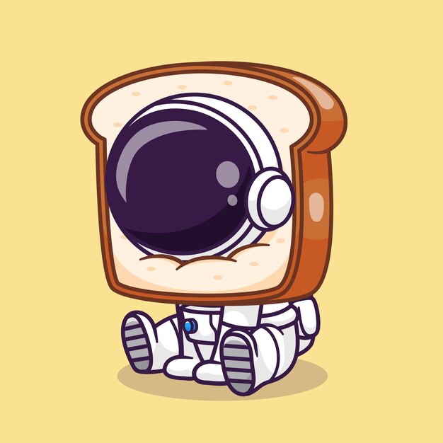 Симпатичный астронавт с векторной иконкой хлеба