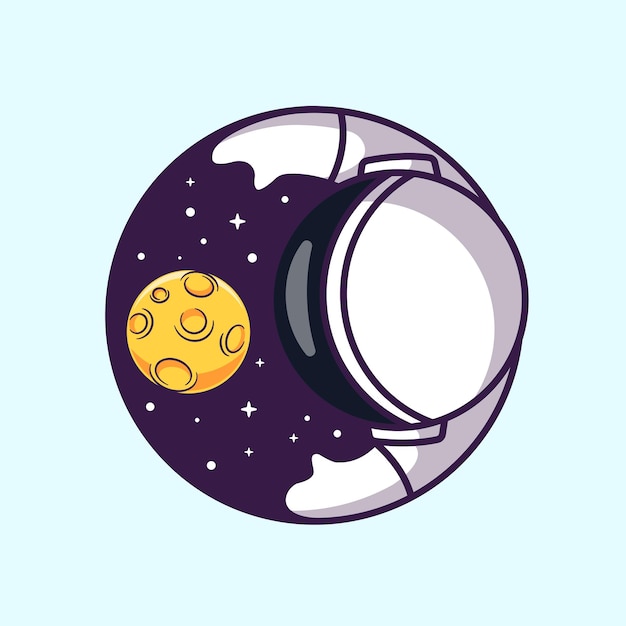 Vettore gratuito simpatico astronauta con moon in space logo cartoon vector icon illustrazione scienza tecnologia isolata